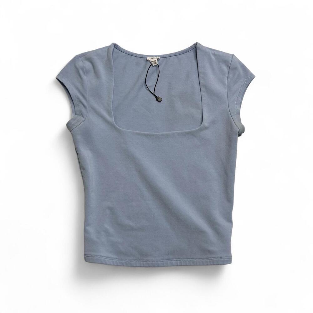 Garage baby blue square neck short sleeve  top in XS